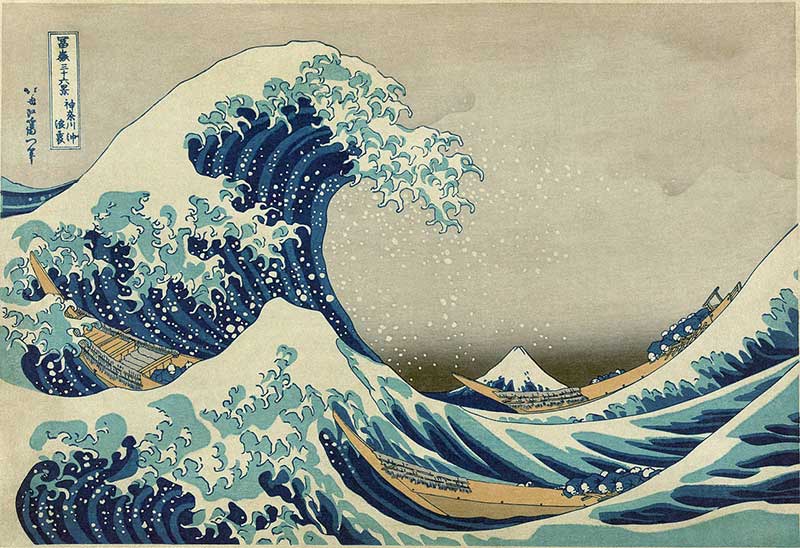 La gran ola de Kanagawa de Katsushika Hokusai (obra de arte creada entre 1829 - 1833)